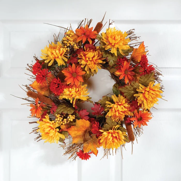 18″ Fall Mum Wreath by OakRidge™