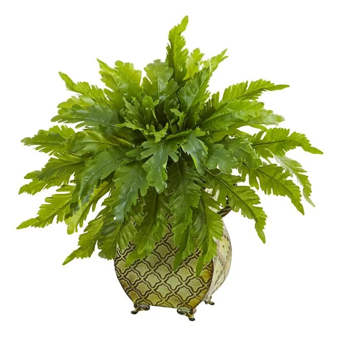18″ Fern Artificial Plant in Metal Planter
