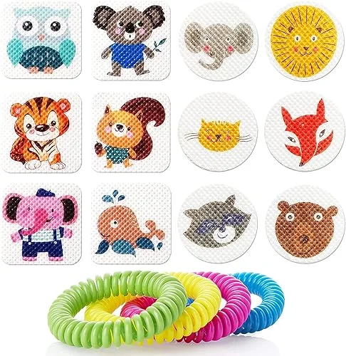 180 Pack Mosquito Patches Stickers for Kids Adult Outdoor Indoor Travel, Natural Plant Based Ingredients Mosquito Stickers with 4 Pack Mosquito Repellent Bracelets