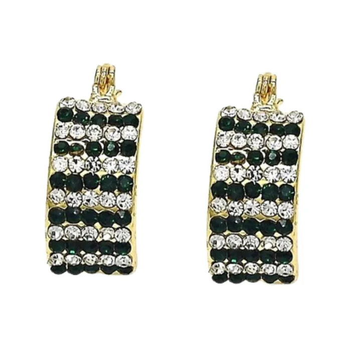 18K Gold-Filled Emerald Crystal Pavé High-Polish Earrings