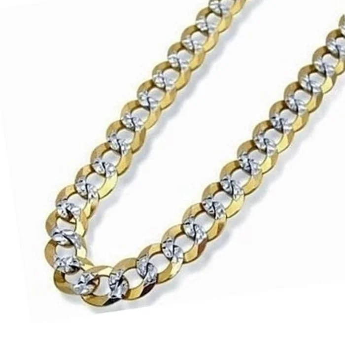 18K-Gold-Filled Two-Tone Diamond-Cut Cuban Link Chain