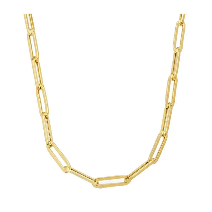 18K-Gold-Plated 4.8mm Sterling Silver Paperclip Chain Necklace