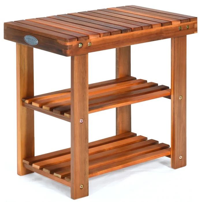 19-Inch 3-Tier Wood Shoe Rack Organizer