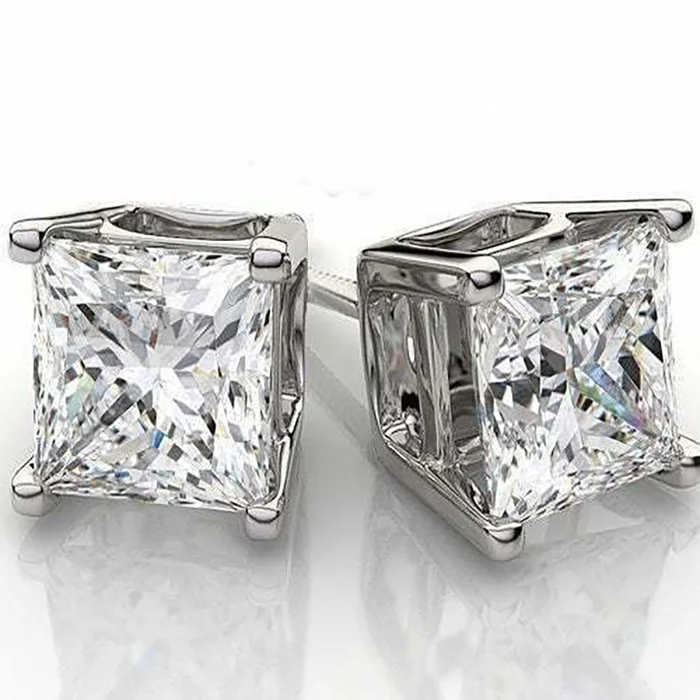 2.00CTTW Square Crystal Stud Earrings