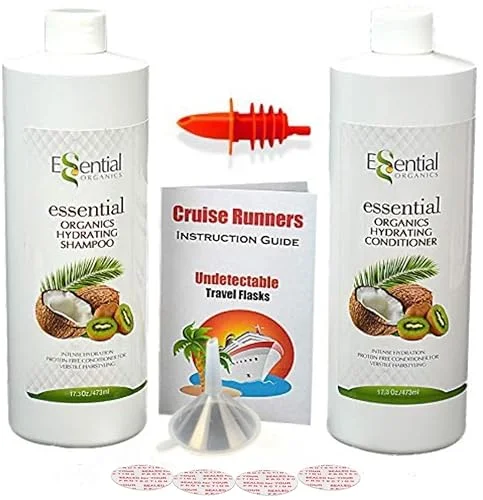 2×17.3oz Rum Runners for Cruise Liquor Smuggle Bottle Empty Shampoo Bottles Hidden Alcohol Container Flasks for Liquor Disguise Secret Flask Discreet