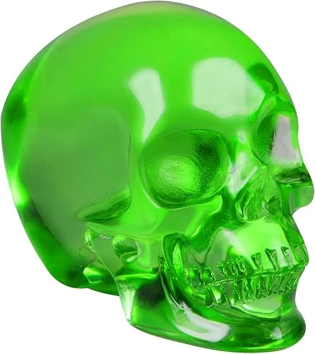 2.5′ Realistic Halloween Green Obsidian Crystal Skull Decorative Statue, Crystal Healing Stone, Hand Carved Human Skull Sculpture, Home Decoration