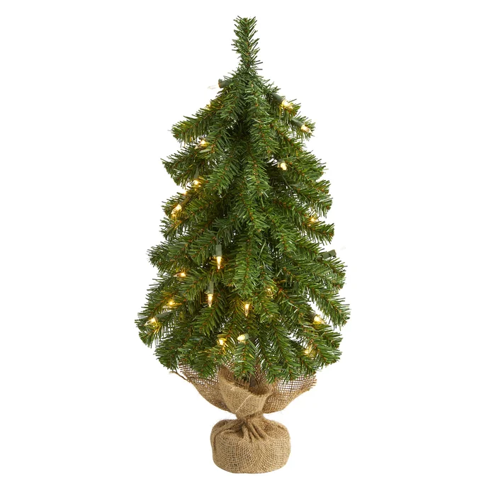 2′ Alpine Artificial Christmas Tree w/ 35 Lights, 92 Bendable Branches