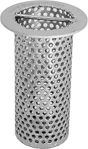 2′ Commercial Floor Drain Strainer, Perforated Stainless Steel, 4′ Tall