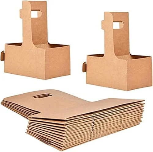 2-Cup Drink Carrier Handle, Kraft Paperboard Handled Drink Carriers 12-30 OZ to Go Coffee Cup Holder for Drinks, Takeout, Cafe and Restaurant Food Service Delivery, 20Pack