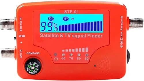 2 in 1 Satellite and TV Signal Finder LCD Digital Satellite Finder Portable TV Antenna Signal Strength Meter Signal Finding Meter with Compass Alarm Buzzer