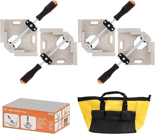 2 Pack Corner Clamps Aluminum Alloy Right Angle Clamp With Adjustable Swing Jaw 90 Degree Wood Clamps For Woodworking Single Handle