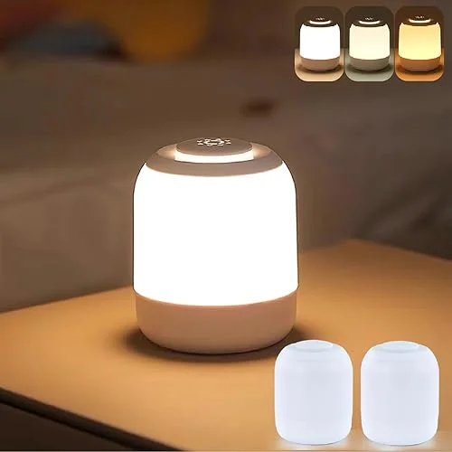2 Pack Eye Caring Soft Night Light, Touch night light for Baby, Kids and Adults, Small Cute Bedside Lamp, 3 Colors, Dimmable, USB Rechargeable Warm Night Light for Bedrooms, Baby Nursery and Sleep Aid