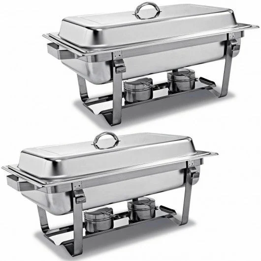 2 Packs Dish 9 Quart Stainless Rectangular Buffet Chafer