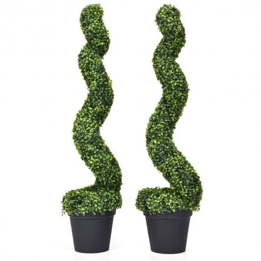 2 pcs 4 ft Artificial Boxwood Decoration Spiral Tree