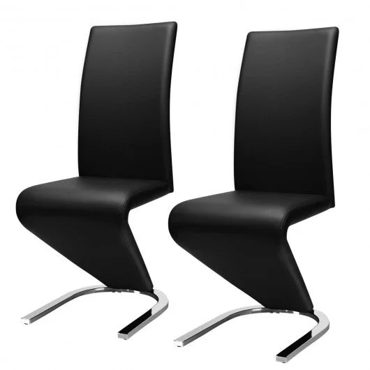 2 pcs High Back W/U – Shaped PU Leather Dining Chairs