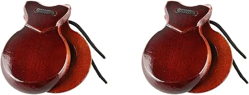 2 Pcs Spanish Castanets With String Traditional Flamenco Castanets Wood Percussion Orff Music Instrument Easy To Play