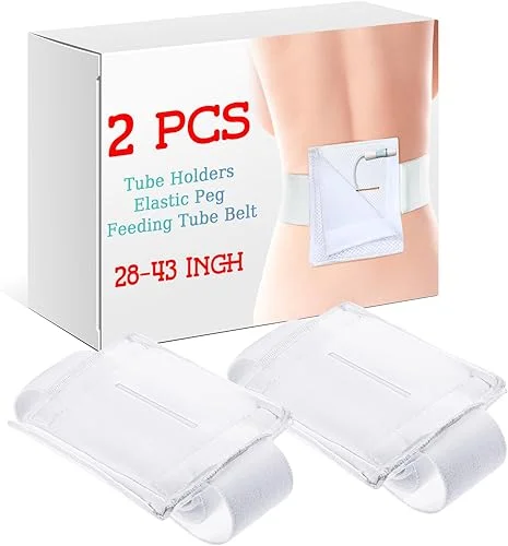 2 Pcs Tube Holders Elastic Peg Feeding Tube Belt for Men Women Adults Abdominal Covers Pads Accessories Adjustable and Washable, 28-43 Inch