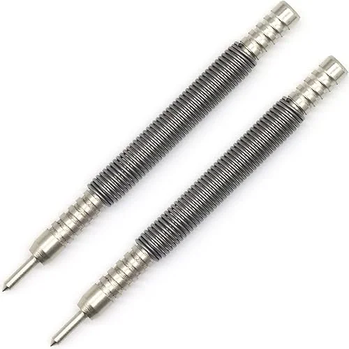 2-Piece Spring Loaded Center Punch Hammerless Single Ended Centering Center Punch, 3500 PSI Striking Force Hit Punch Tool for Metal Wood