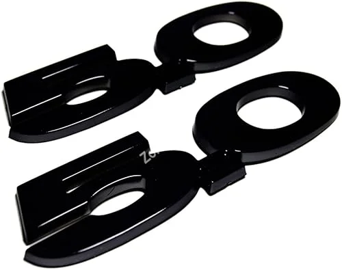 2 Pieces(Pair) 5.0 Liter Door Fender Side Emblem Badge Plate for Ford Mustang F150 GT – Full Black(no red dot)