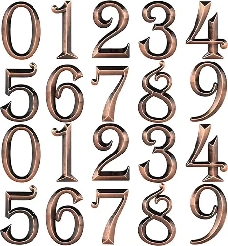 2 Sets House Mailbox Numbers for outside 0-9, 2.75 inch 3D Self Adhesive Street Address Door Numbers Signs for Apartment,Office,Cars,Mailboxes (Bronze)