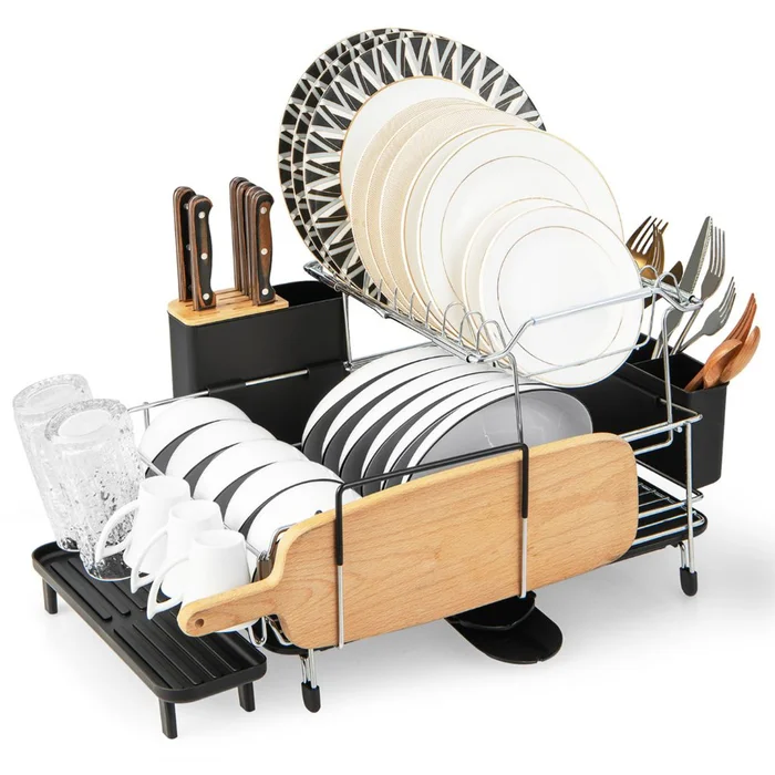 2-Tier Dish Rack and Drainboard Set