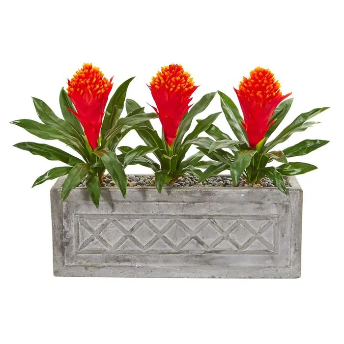 20′ Bromeliad Artificial Plant in Stone Planter