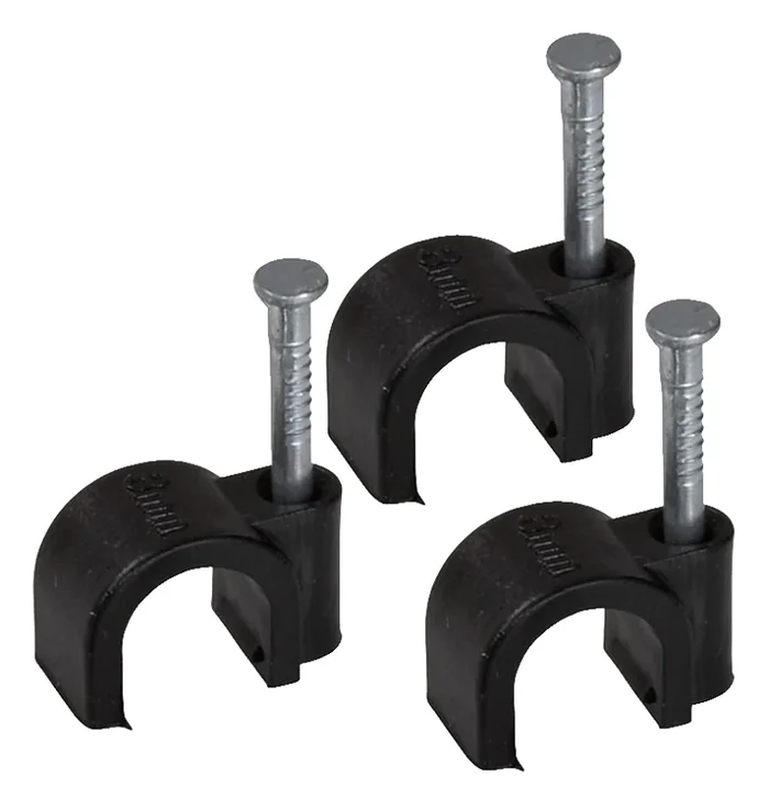 20-piece Black Nail-in Coaxial Clips For Secure Cable Installation