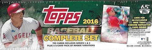 2016 Topps Baseball Card Factory Sealed Set 700 Cards Plus a Pack of 5 Rookie Variaion Cards with Exclusive Mike Trout Chrome Refractor Card