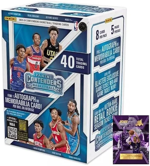 2023-2024 Panini Contenders Basketball Sealed Box, 1 AUTOGRAPH or JERSEY CARD, Includes Custom Victor Wembanyama Card