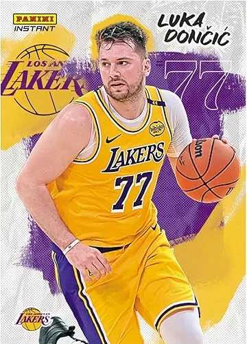 2024-25 Panini Instant Luka Doncic #LD-LAL- Official Lakers Debut: 2/10/25 – Basketball Trading Card- Los Angeles. Each Card Stamped 1 of 14914 on Back. Card Shipped in New Protective Screwdown Holder.