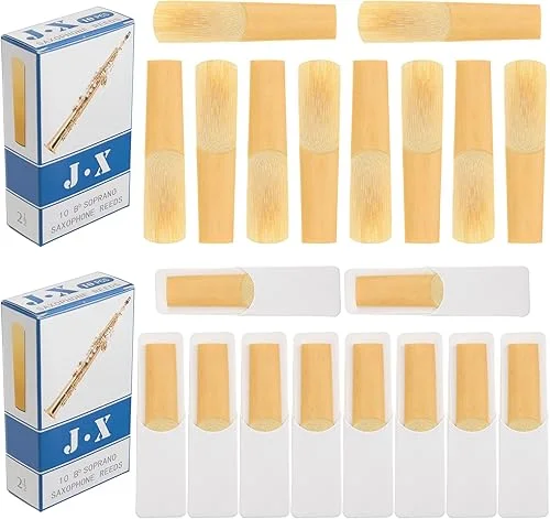 20Pcs Soprano Saxophone Sax Reeds Size 2.5 Strength 2 1/2 Soprano Saxophone Reeds Bamboo Sax Reeds for Soprano Saxophone Sax