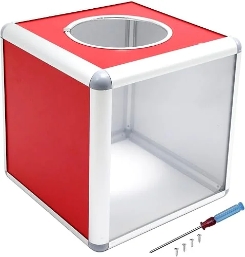 20x20x20cm Raffle Box, Multifunctional Lottery Box Square Raffle Ball Game Box Multifunctional Storage Ticket Box Card Bonus Draw Box for Business Annual Meeting Fundraising Supplies