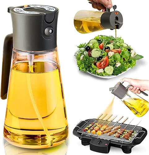 23oz Oil Dispenser For Kitchen Spray And Pour Oil Dispenser Bottle Spray And Pour 2 in 1 Oil Dispenser Spray Olive Oil Dispenser & Sprayer Glass Oil Sprayer And Dispenser Oil Sprayers & Dispensers