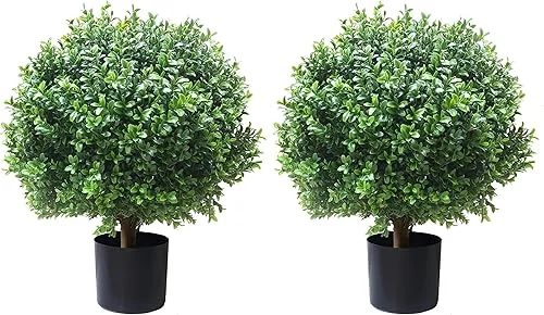 24''T 18''D Boxwood Balls Shape Fake Bushes Artificial Faux Plants Outdoor and Indoor Topiary Porch Decor UV Resistance