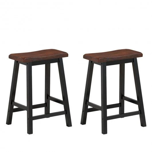 24″ Height Set of 2 Home Kitchen Dining Room Bar Stools-Coffee