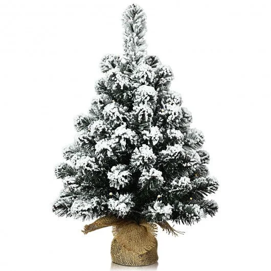 24″ Pre-Lit Snow Flocked Tabletop LED Light Christmas Tree