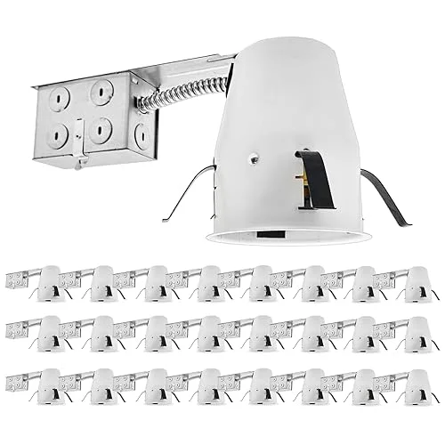 24 Pack 4 Inch Recessed Lighting Housing Remodel, 2024 Version IC Rated & Air Tight General Can Light Housing, Recessed Retrofit Downlight Housing, E26 Connector, ETL Listed