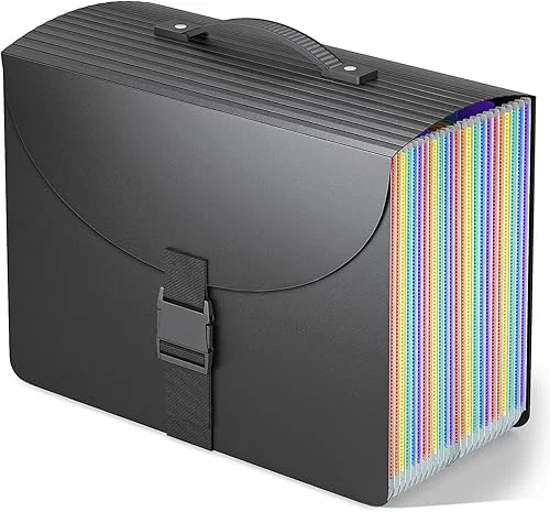 25 Pockets File Organizer with Plastic Handle,Expanding File Folders for Receipt,Paper,Documents,Monthly tab Including in Accordion File Folder Organizer,Perfect Filing Folder Matte