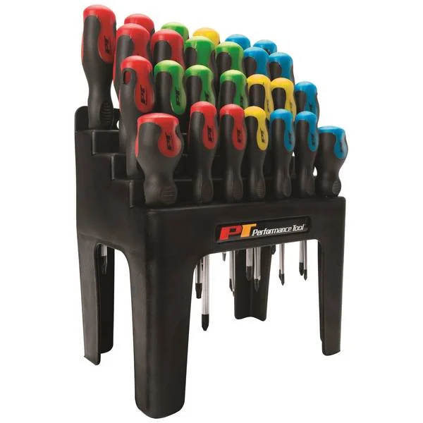 26-Piece Screwdriver Set with Rack Color Coded