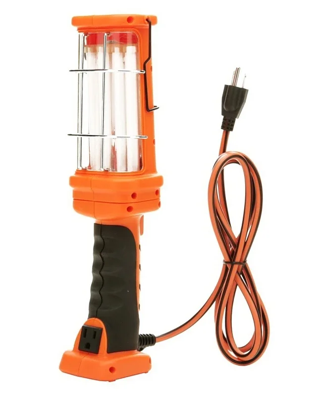 26-watt Fluorescent Portable Work Light With Hanging Hook And Grounded Outlet