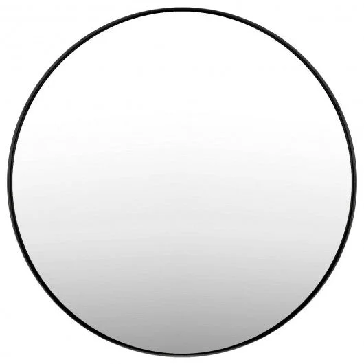27.5″ Modern Metal Wall-Mounted Round Mirror for Bathroom-Black