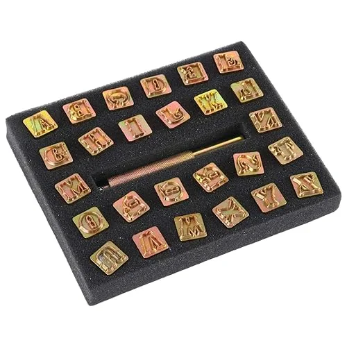 27pcs Craft Tools Standard Alphabet Stamp Punch Set 1/2′ (13 mm) A-Z Leather Craft Stamping Tool (1/2 Inch)