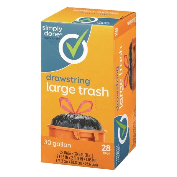 28-Count 30 Gallon Black Drawstring Trashbag