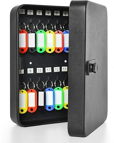 28 Key Cabinet Steel Security Lock Box with Combination Lock, Locking Key Organizer, Key Management Key Storage Lock Box with Code, Comes with Key Hooks & Tags Key Lab