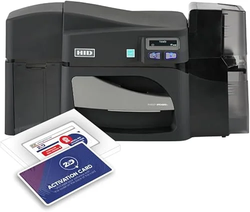 2ID – Fargo DTC4500e Dual Sided Badge Printer | 055100 | Professional Badge Machine for Corporate, Business, Student Badges, and More