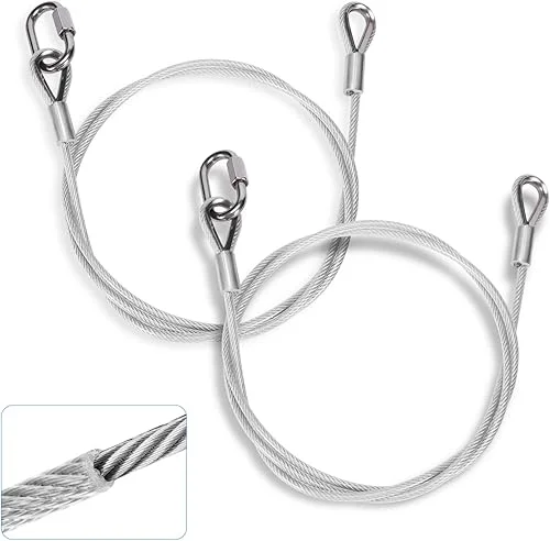 2Pcs Upgraded Lift Cable Compatible with Gorilla Lift Stainless Vinyl Coated Steel Cable with EZ Spring Clips Trailer Gate Assist, Fit for Open Utility Trailer Tailgate Ramp Lift Assist Kit