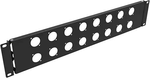 2U Hinged Rack Component Panel with 16 D-Series Punch-Out Holes for 19 inches AV, Sound, Computer Equipment Racks (2U16DBP)