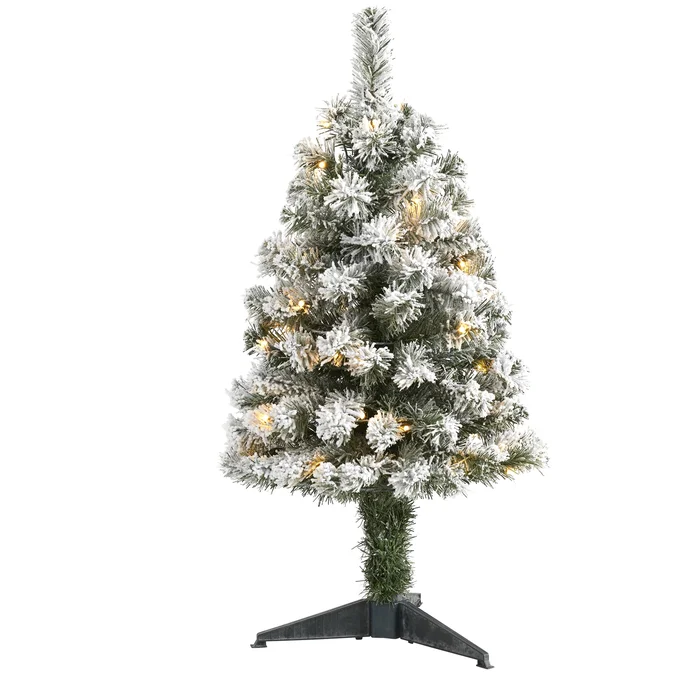 3′ Flocked West Virginia Fir Artificial Christmas Tree with 50 Clear LED Lights