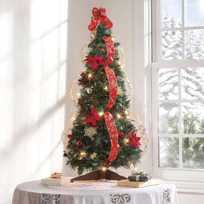 3′ Red Poinsettia Pull-Up Tree by Holiday Peak™