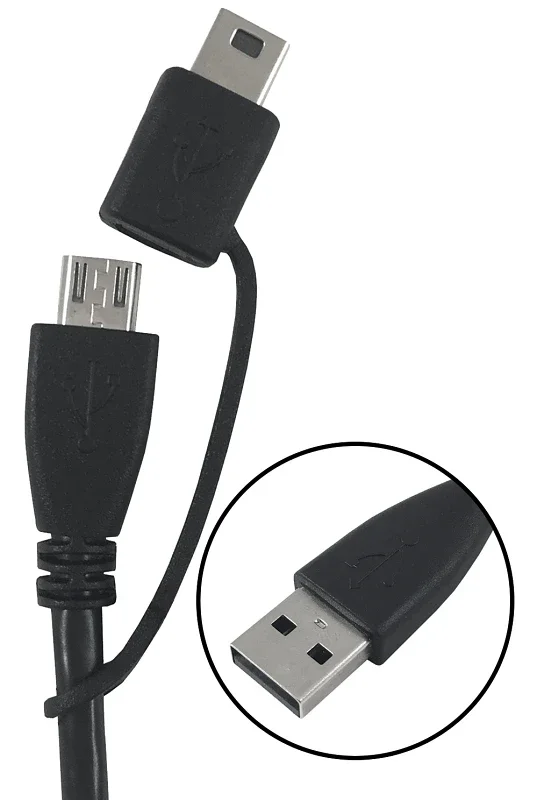 3 Ft. Usb A To Micro And Mini Cable With Adapter, Black